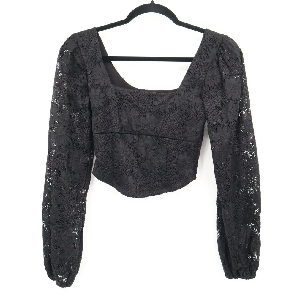 Altar'd State Boho Top Women XS Black Witchy Gypsy Whimsigoth Milkmaid‎ Romantic